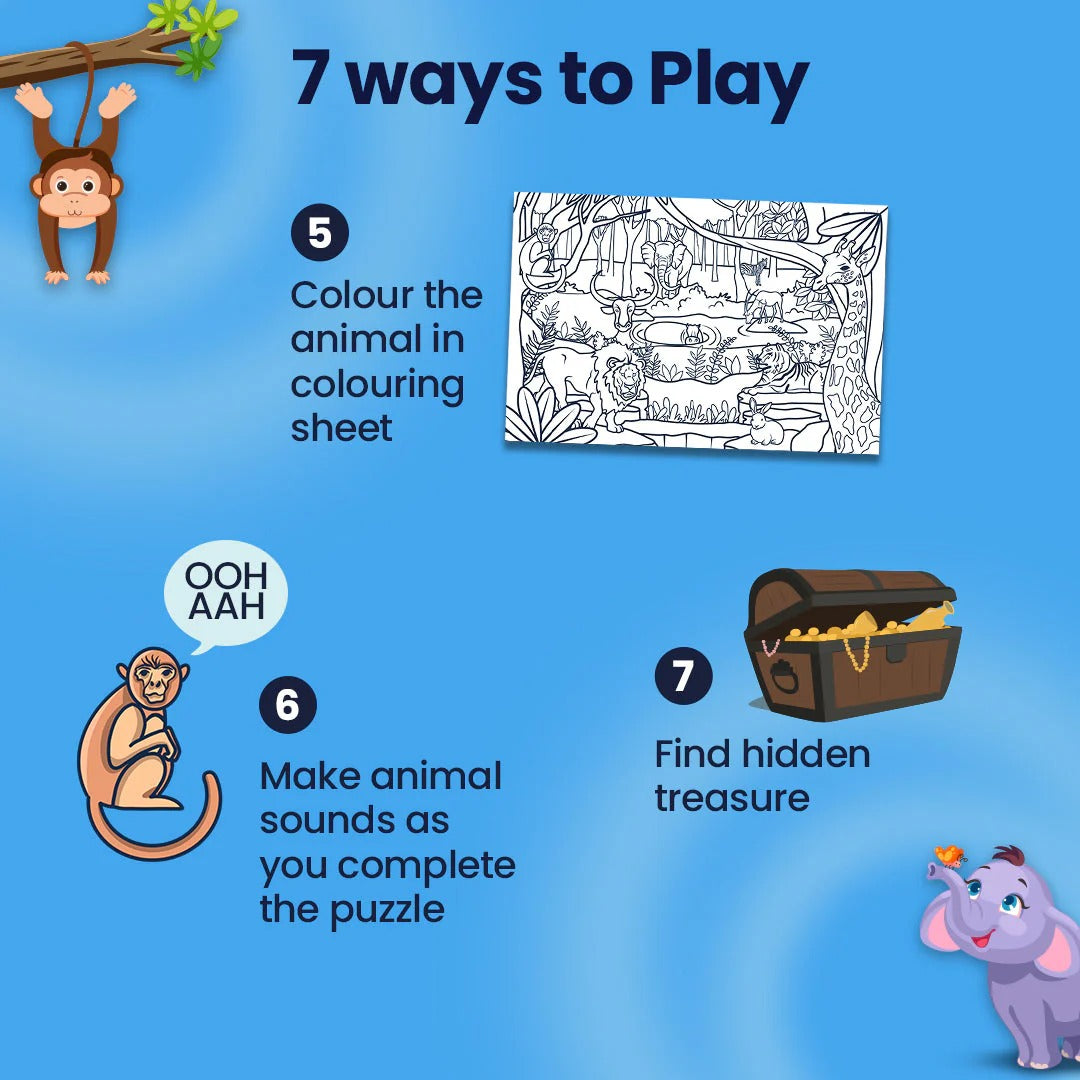 Jungle Mystery Wooden Puzzle & Flashcard Learning Set
