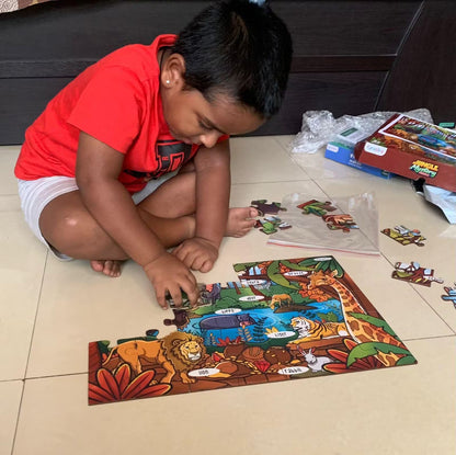 Jungle Mystery Wooden Puzzle & Flashcard Learning Set