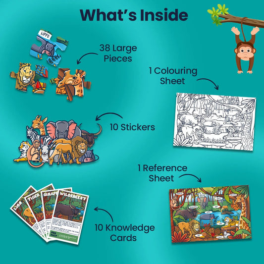 Jungle Mystery Wooden Puzzle & Flashcard Learning Set