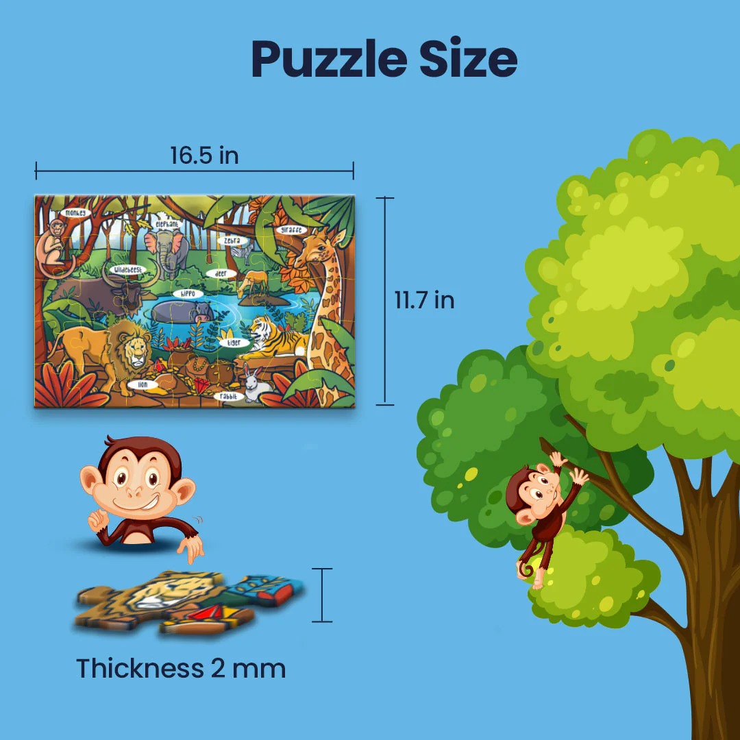 Jungle Mystery Wooden Puzzle & Flashcard Learning Set