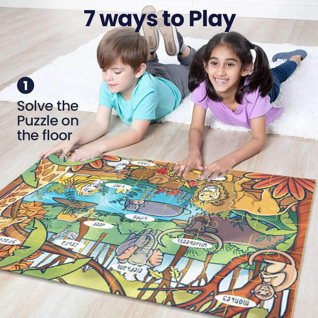 Jungle Mystery Wooden Puzzle & Flashcard Learning Set