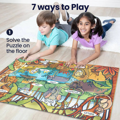 Jungle Mystery Wooden Puzzle & Flashcard Learning Set